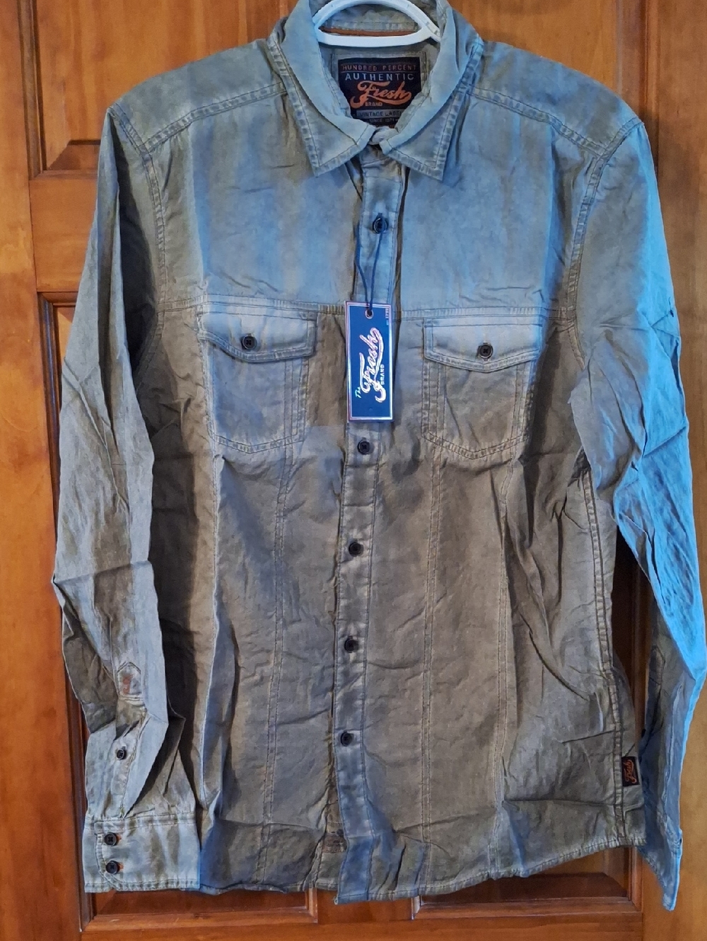 Men’s Fresh Gray Button Up Dress Shirt M medium Vintage Label NWT